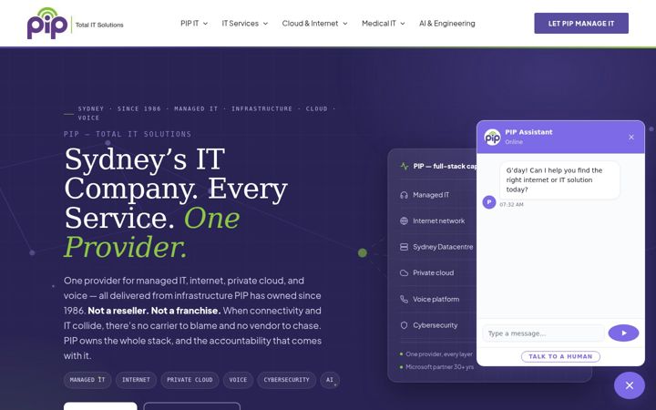 Screenshot stránky pip.com.au