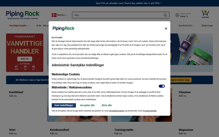 Skjámynd af pipingrock.com