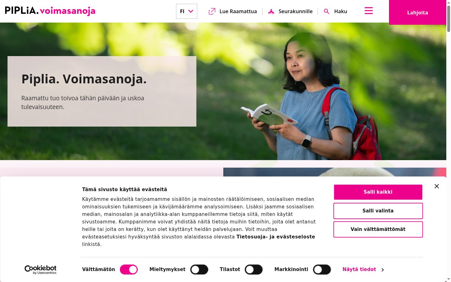Screenshot del banner di consenso mostrato prima di qualsiasi interazione