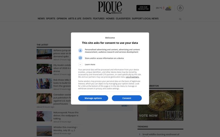 Screenshot of piquenewsmagazine.com