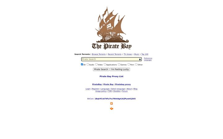 Screenshot of piratebayproxy.live