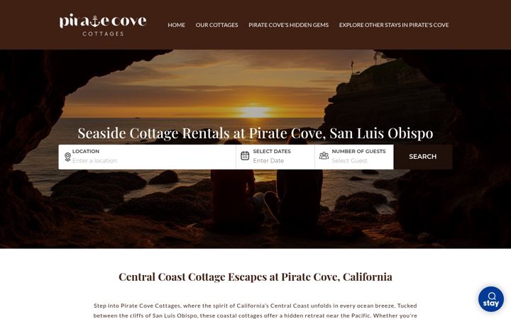 Skærmbillede af piratecovecottages.com