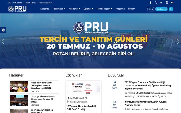 Screenshot von pirireis.edu.tr