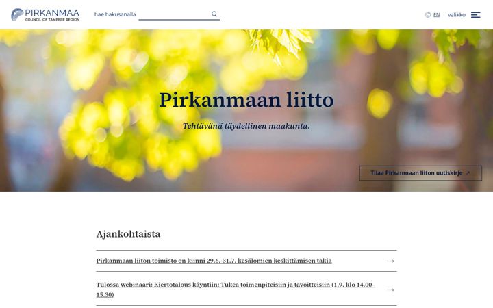 Captura de ecrã de pirkanmaa.fi
