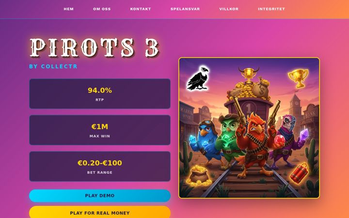 Screenshot of pirots3-casino.se