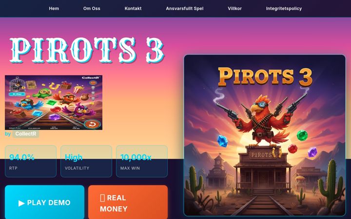 Screenshot of pirots3-spela.se