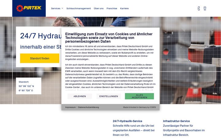 Screenshot of pirtek-hydraulikservice.de