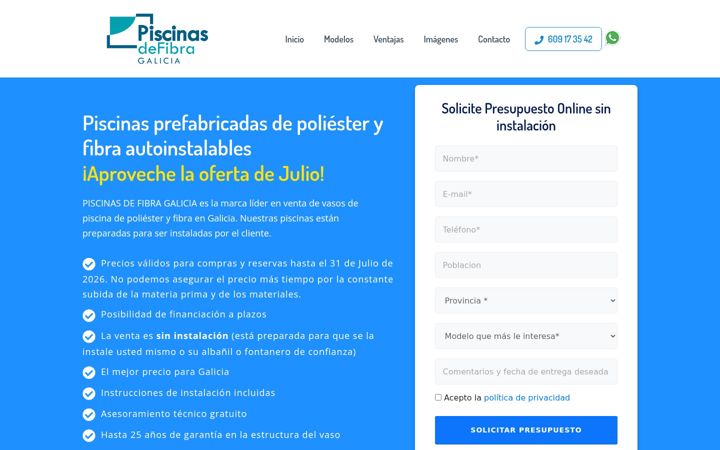 Screenshot of piscinasdefibragalicia.com