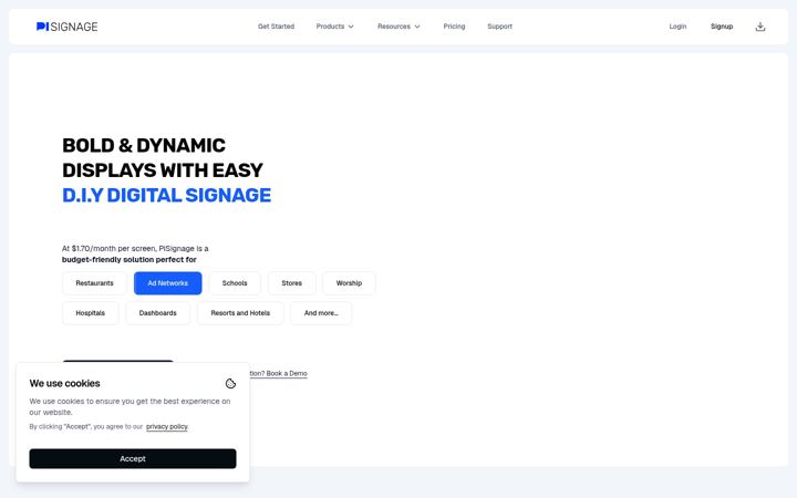 Screenshot of pisignage.com