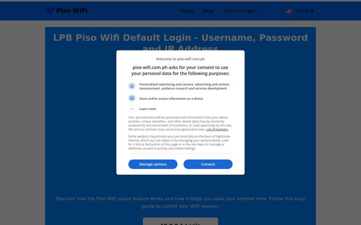 Screenshot of piso-wifi.com.ph