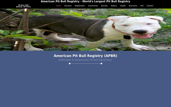 Screenshot of pitbullregistry.com