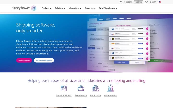 Screenshot of pitneybowes.us