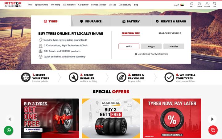 Screenshot of pitstoparabia.com
