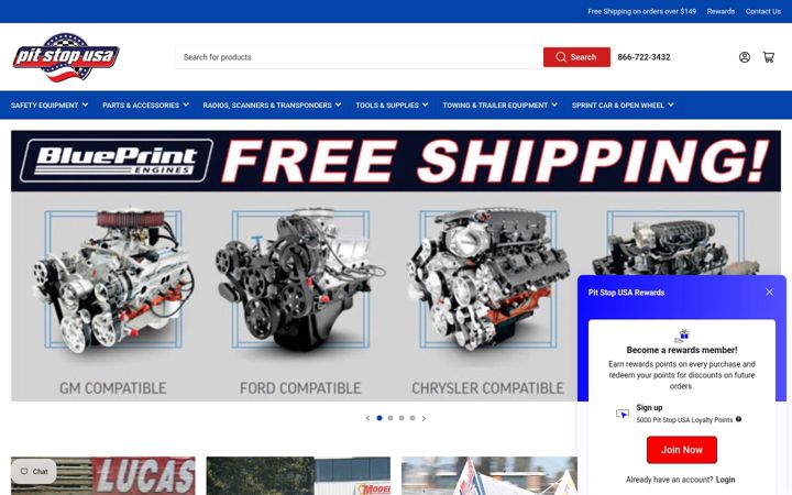Skjermbilde av pitstopusa.com