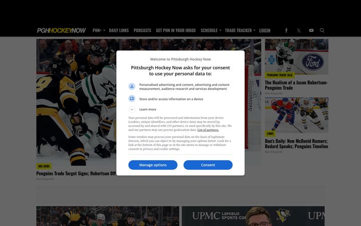 Screenshot of pittsburghhockeynow.com