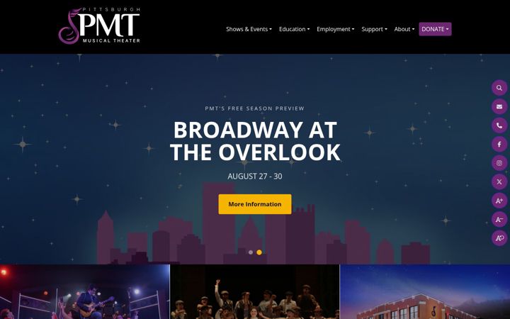 Screenshot ta' pittsburghmusicals.com