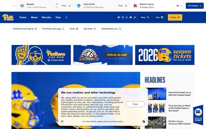 Screenshot of pittsburghpanthers.com