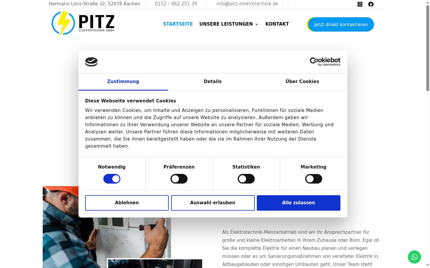Captura de pantalla del banner de consentimiento mostrado antes de cualquier interacción