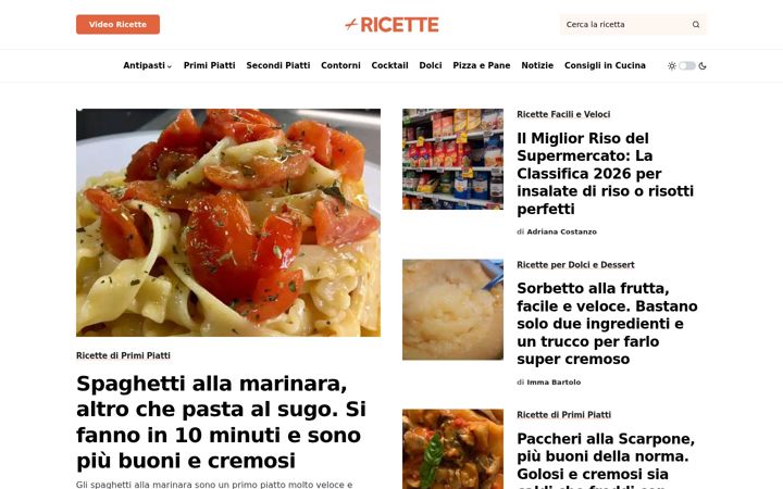 Screenshot ta' piuricette.it