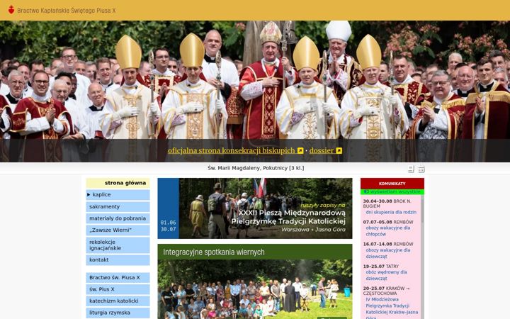 Screenshot of piusx.org.pl