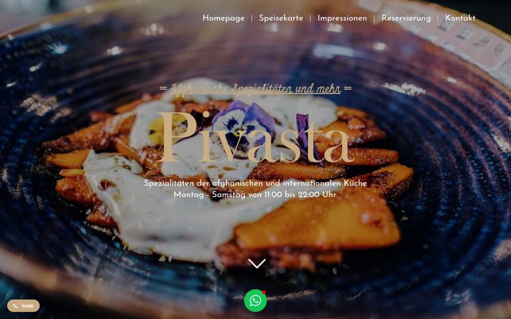 Screenshot of pivasta-restaurant.de