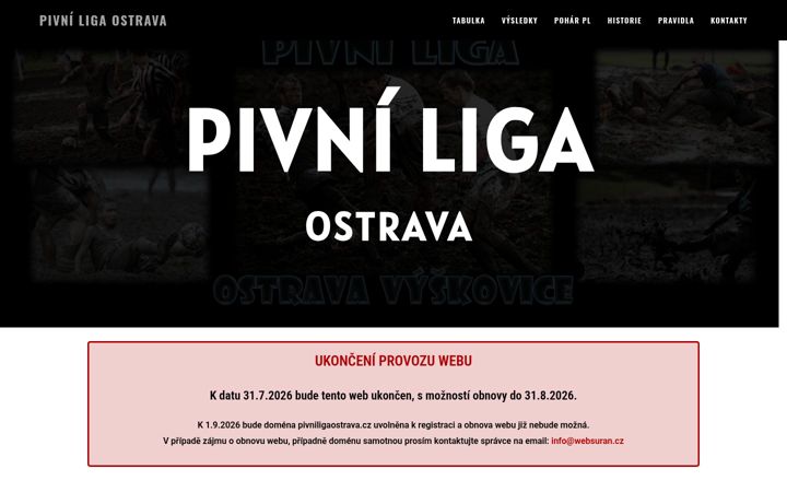Screenshot of pivniligaostrava.cz