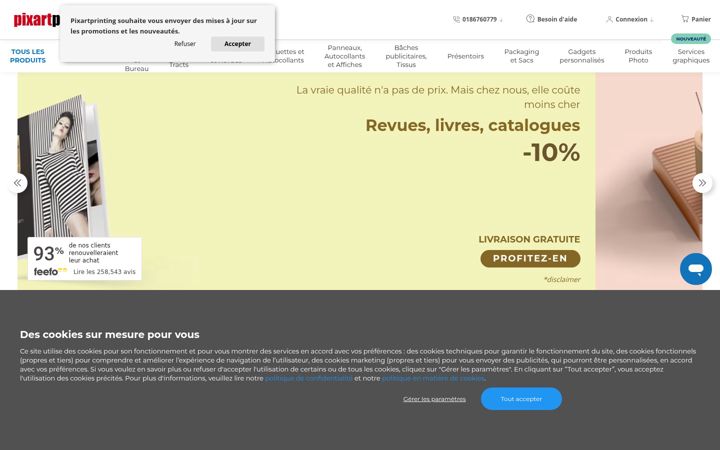Screenshot of pixartprinting.fr