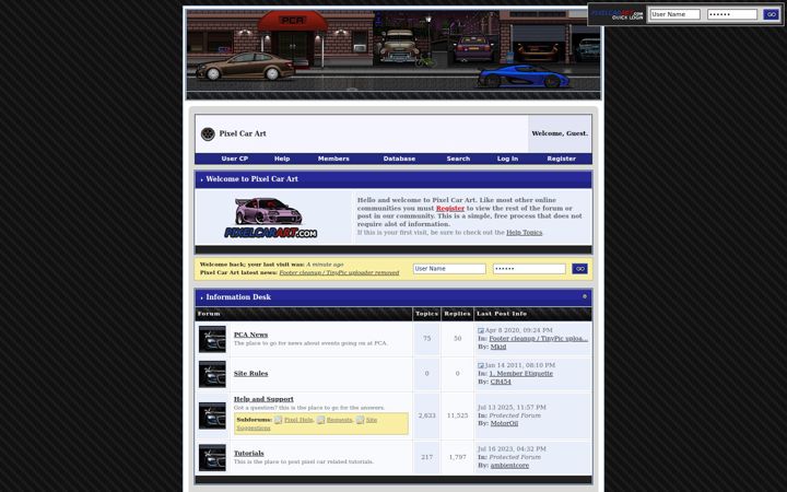 Screenshot of pixelcarart.com