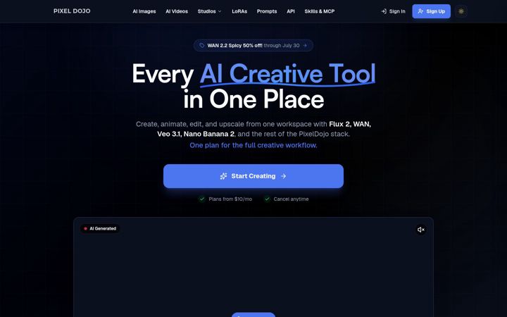 Screenshot of pixeldojo.ai