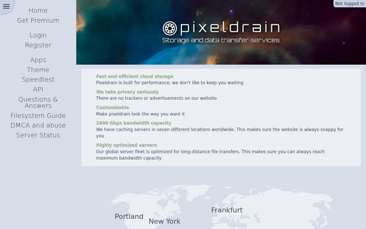 Skjermbilde av pixeldrain.com