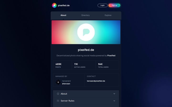 Screenshot of pixelfed.de