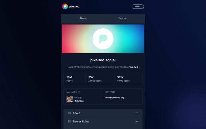Screenshot of pixelfed.social