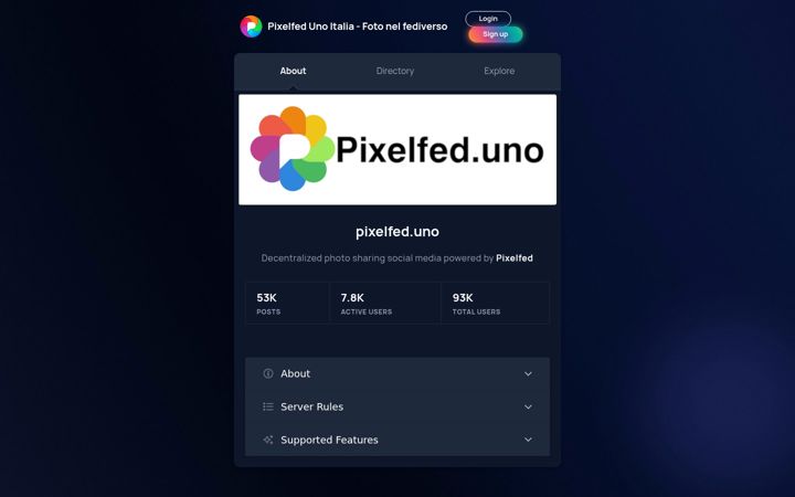 Screenshot of pixelfed.uno