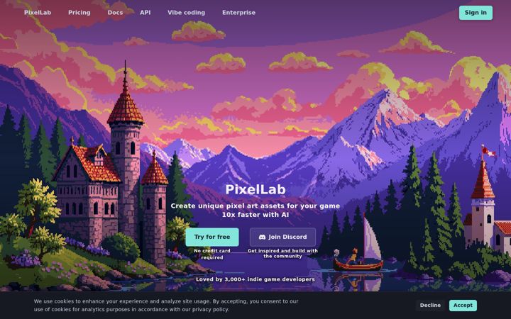 Snímek obrazovky pixellab.ai