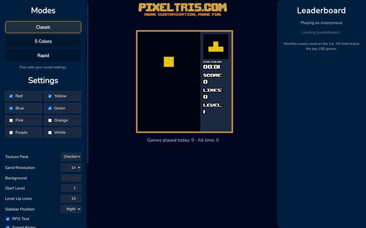 Screenshot of pixeltris.com