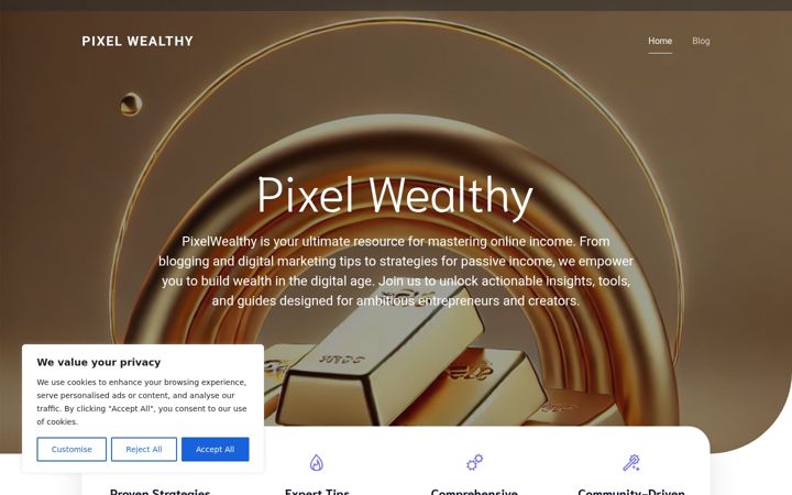 Screenshot von pixelwealthy.com