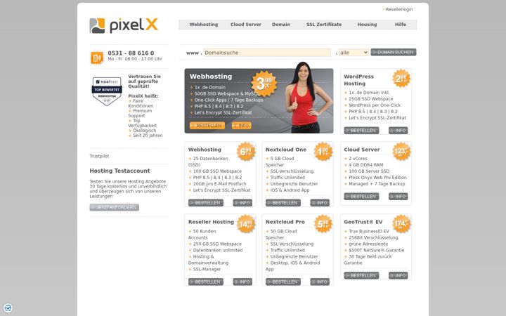 Skjámynd af pixelx.de