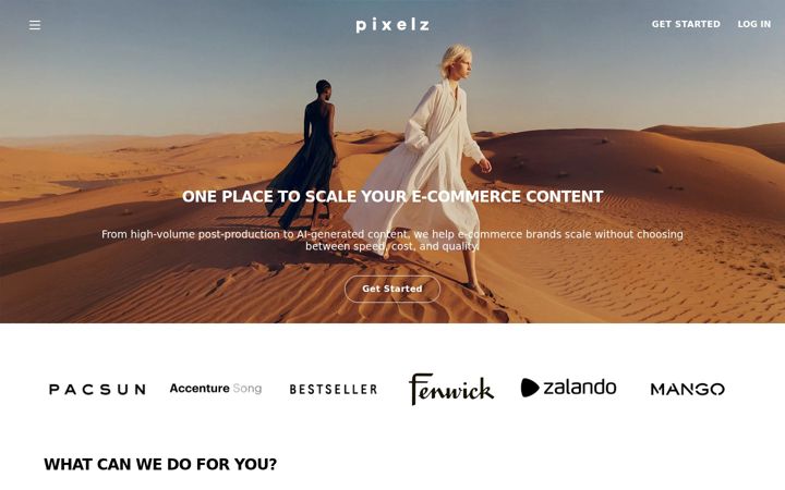 Screenshot di pixelz.com