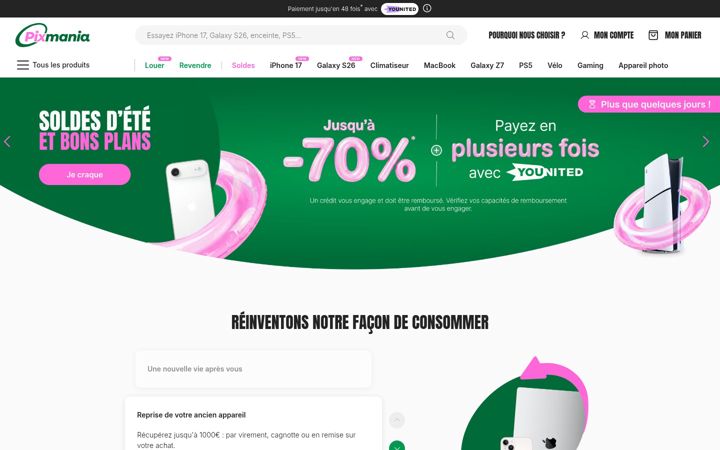 Screenshot of pixmania.com
