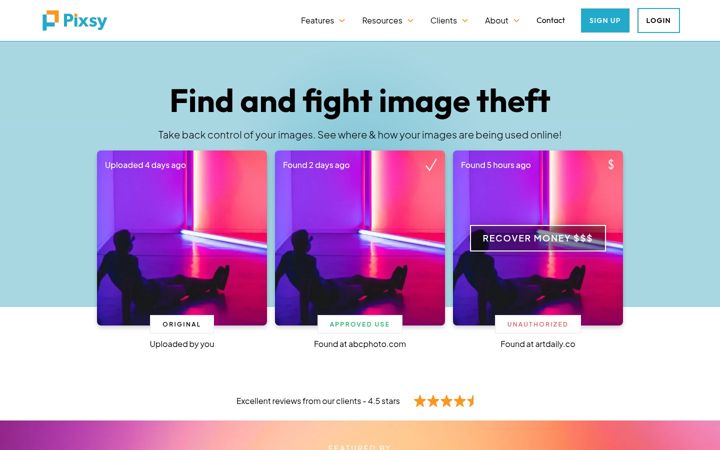 Screenshot of pixsy.com