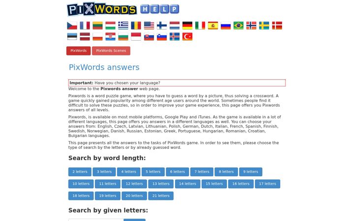 Ekrano kopija pixwords-help.info