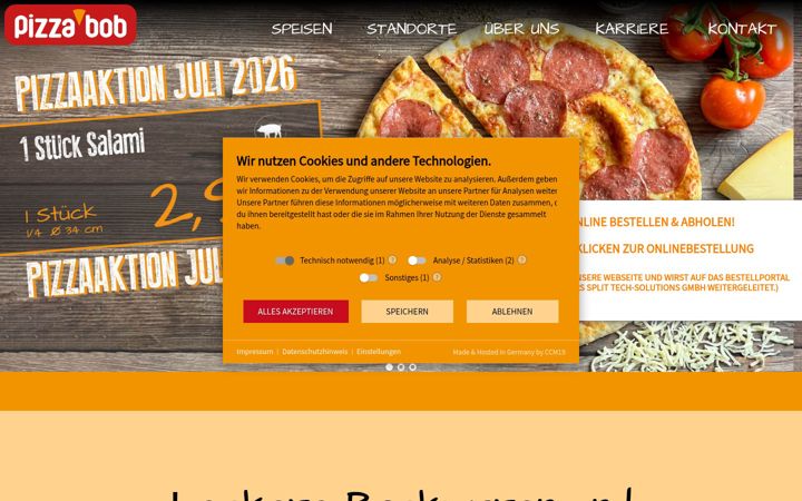 Screenshot ta' pizzabob.de