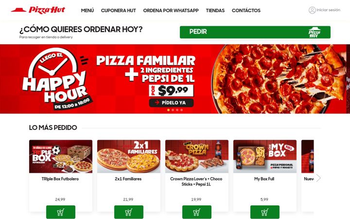 Screenshot of pizzahut.com.ec