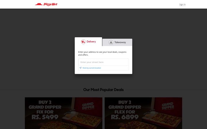 Screenshot di pizzahut.lk