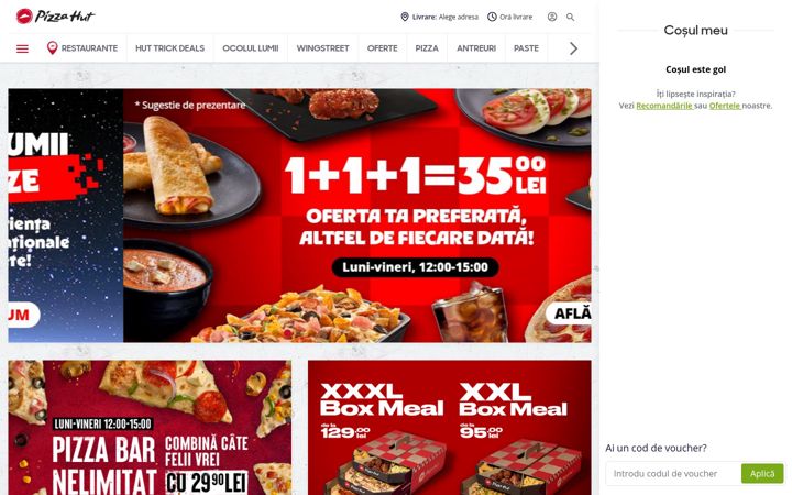 Capture d'écran de pizzahut.ro