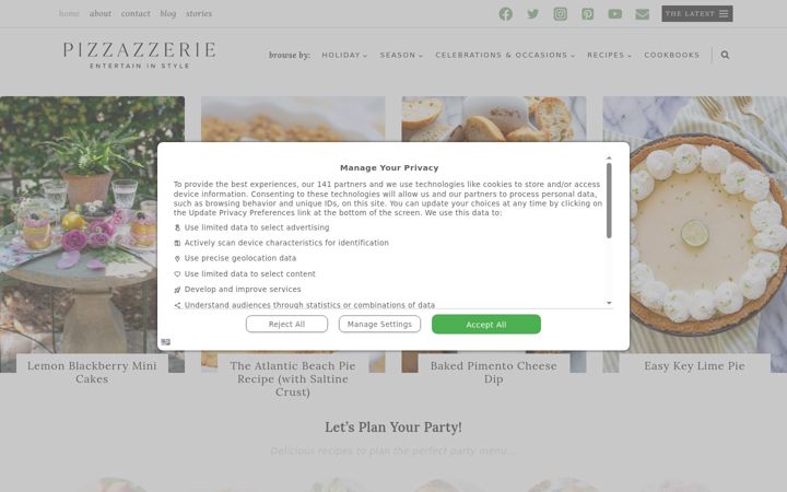 Snímek obrazovky pizzazzerie.com