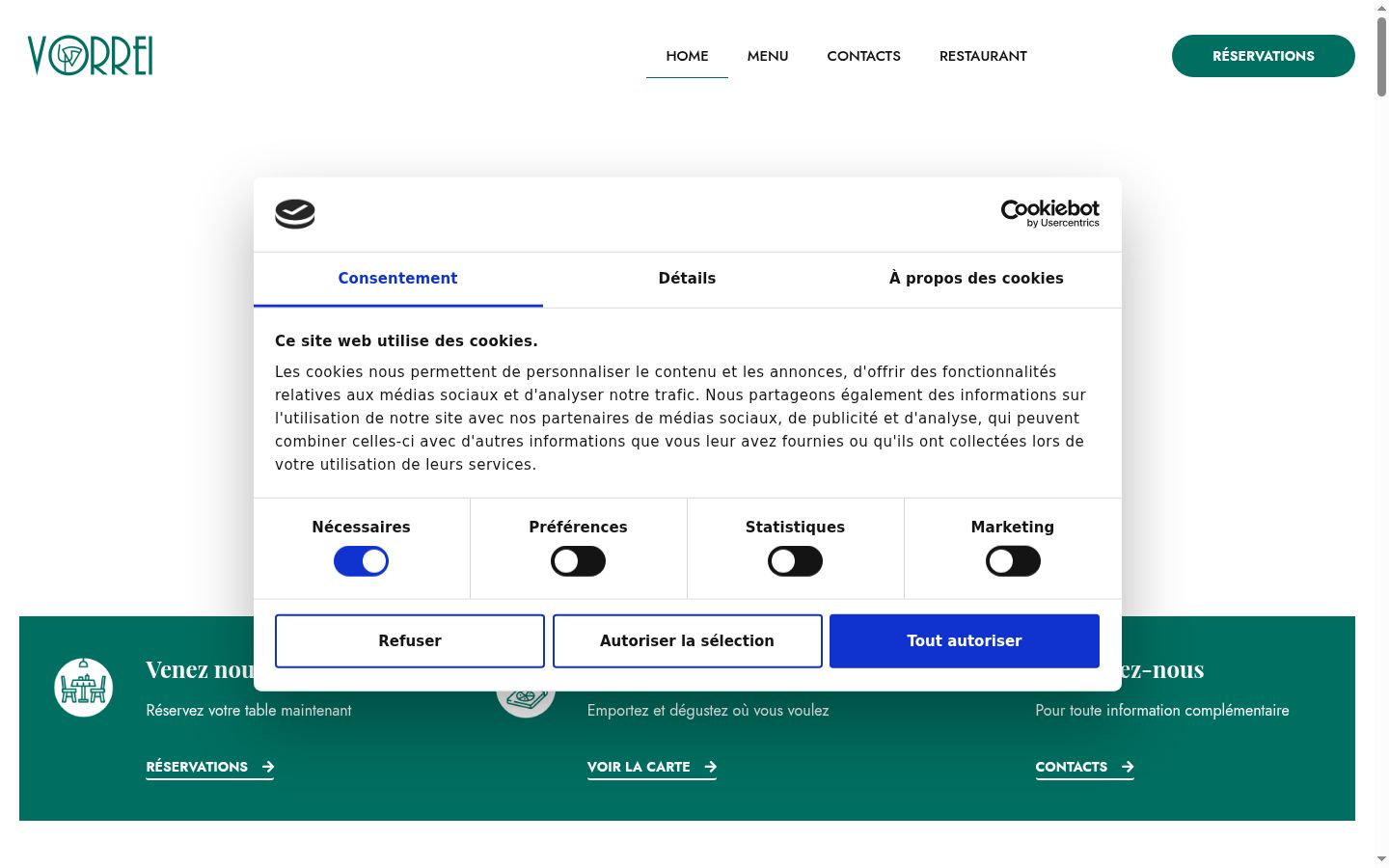Skärmbild av samtyckesbannern som visades före någon interaktion