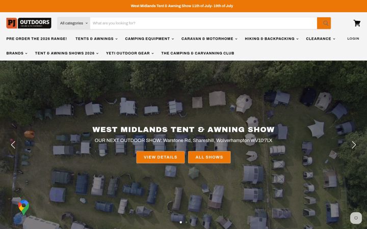 Screenshot of pjoutdoors.co.uk