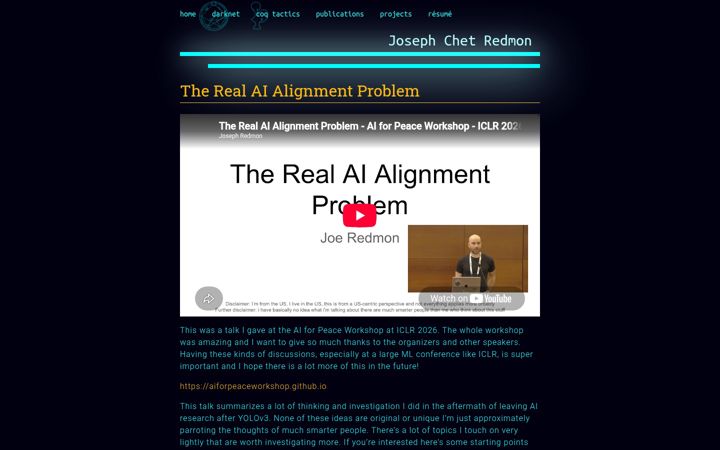 Screenshot of pjreddie.com