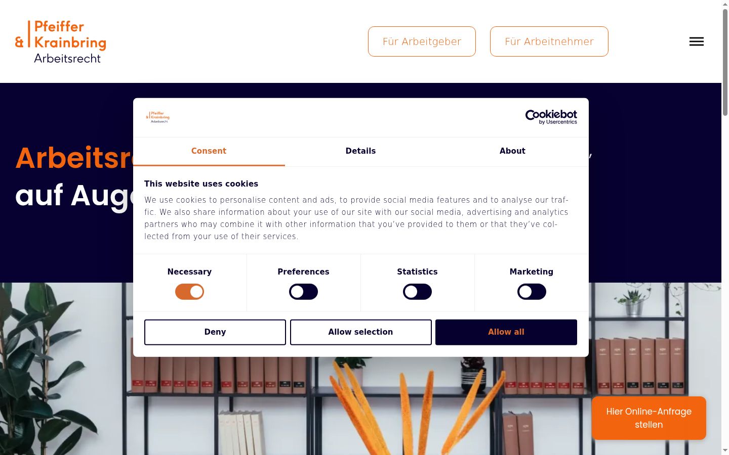 Screenshot of the consent banner shown before any interaction